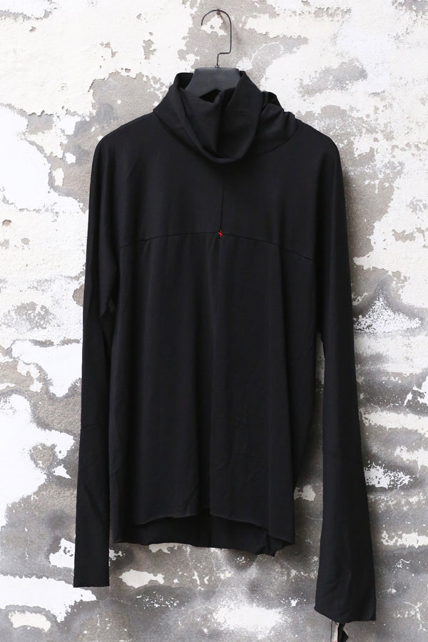 m.a+ Maurizio Amadei long-sleeved T-shirt with pile collar MA-T211DN-JCL10-BLACK